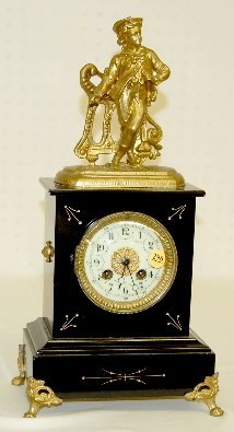 French Slate Boy Statue Clock