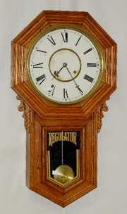 Ansonia Oak Octagon Wall Regulator Clock