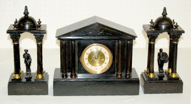 French Slate 3 Piece Clock Set