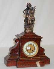 French Marble Fisherwoman  Figural Clock