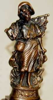 French Marble Fisherwoman  Figural Clock