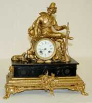 French Hunter Slate Statue Clock