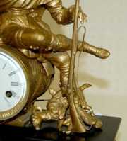 French Hunter Slate Statue Clock