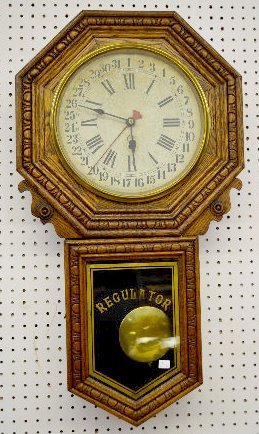 New Haven “Bank” Pressed Oak Calendar Clock