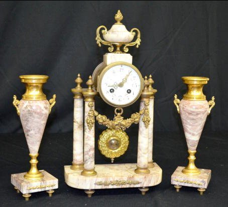 French 3 Piece Clock Garniture