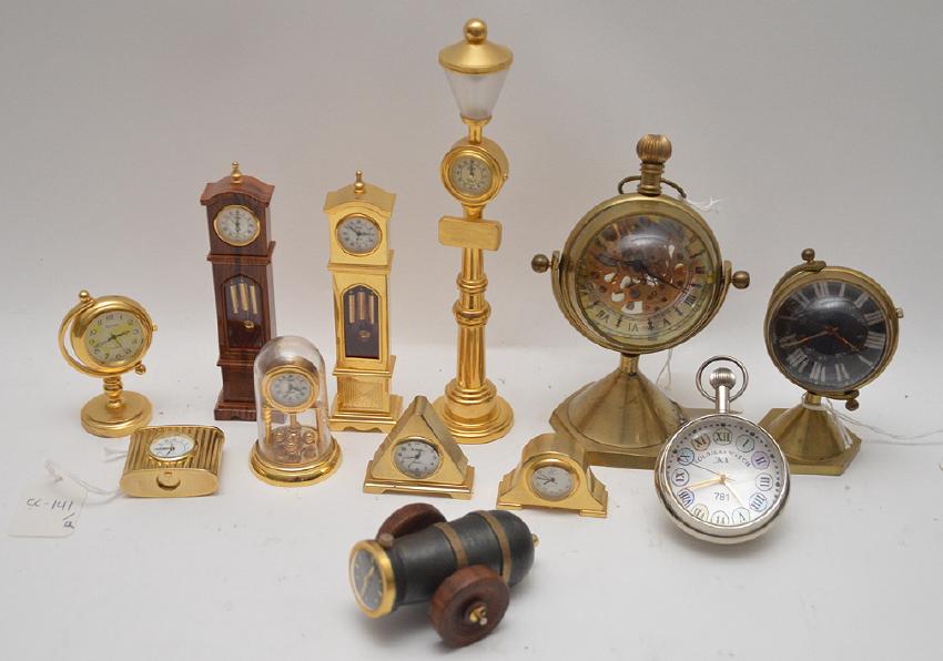 Lot 12 Assorted Novelty Clocks.  Tallest (lamp post