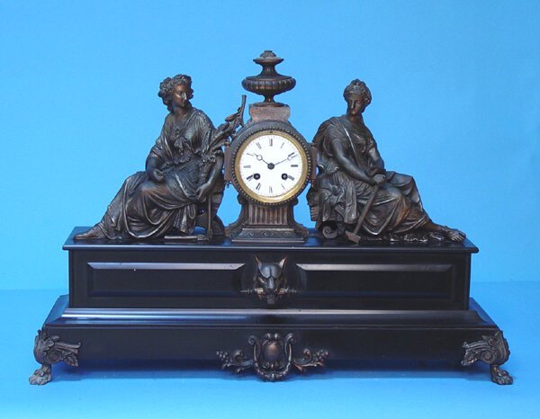 Japy Freres Double Figure Statue Mantel Clock