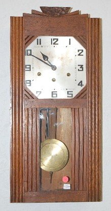 Oak Westminster Chimes Art Deco Box Clock