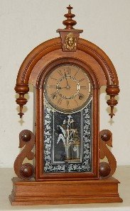 Antique Walnut Tear Drop Parlor Clock