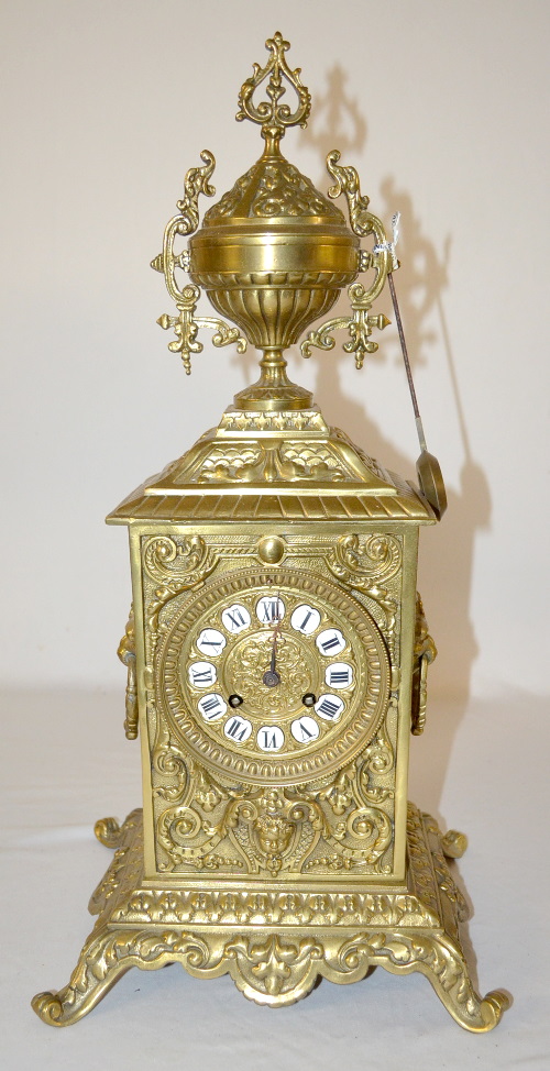 Antique French S. Marti Brass Shelf Clock