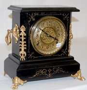 Ansonia Wood Case Black Mantel Clock