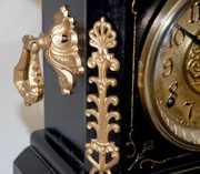 Ansonia Wood Case Black Mantel Clock