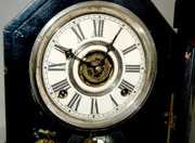 Gilbert Wood Mantel Clock, “Jet” Ebonized Case