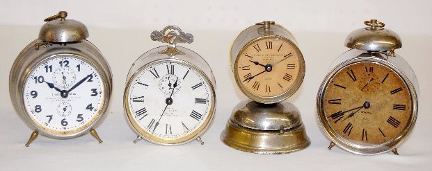 4 Alarm Clocks; Junghans, Parker, Waterbury +