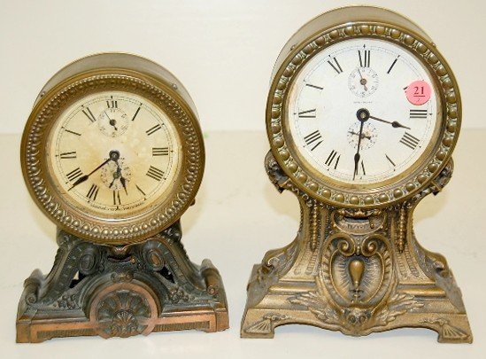 2 Metal Case Seth Thomas Alarm Clocks