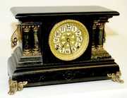 Ornate Antique Black Mantel Clock