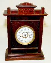 Antique Carved Mahogany Mantel Clock