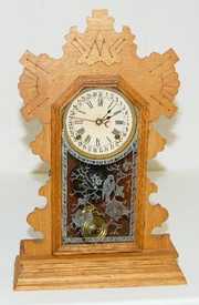 Ansonia Oak Calendar Kitchen Clock