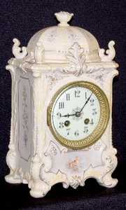 Antique French China Clock With Cherubs