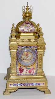 Tiffany French Bracket Clock w/ Porcelain Panels