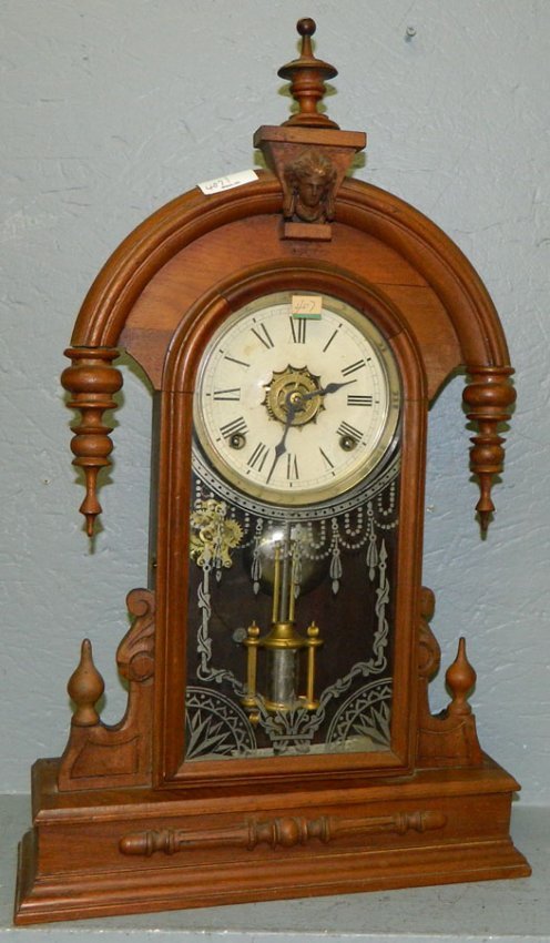 Gilbert walnut teardrop 8 day alarm clock.