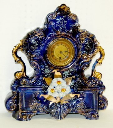 English Floral China Mantel Clock, TO