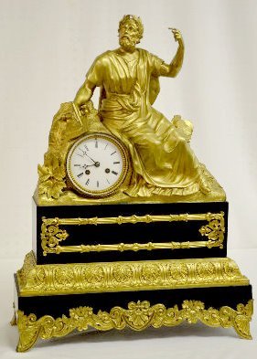 French Bronze and Slate Mantel Clock