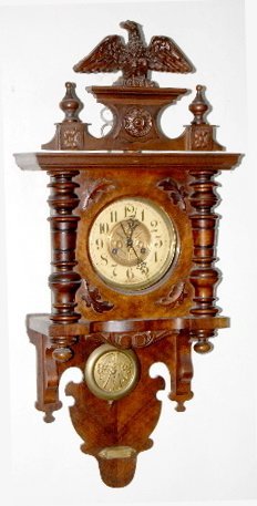 Carved German Free Swinger Clock w/Eagle