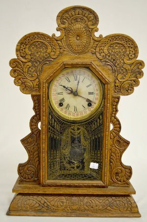 Ingraham “Gila” Oak Calendar Kitchen Clock