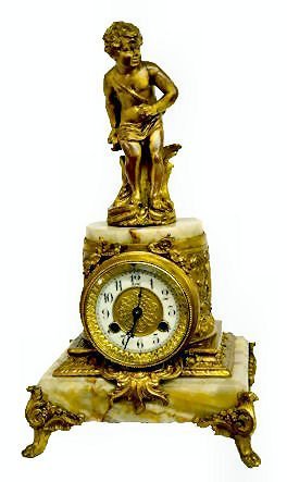 Waterbury Antique Statue Clock w/Cherub