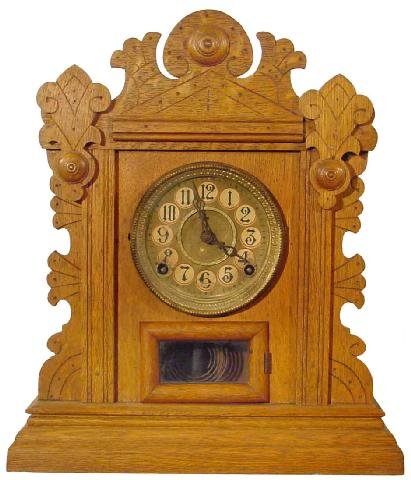 Fancy Kitchen Oak Clock w/Ornate Face