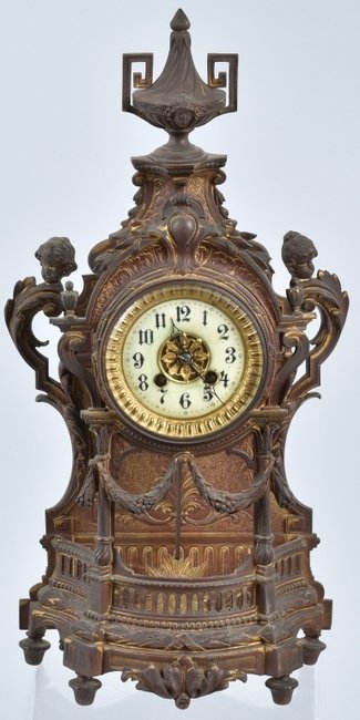 ORNATE CAST BRASS SHELF CLOCK