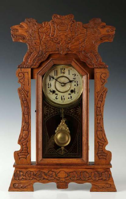 NEW HAVEN ‘NORICK’ KITCHEN CLOCK WITH CARVED LIONS