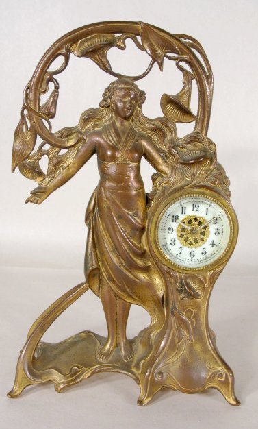J.B. Metal Art Nouveau Lady Clock