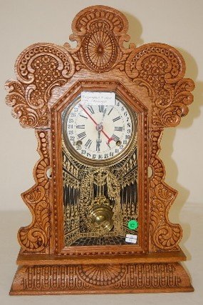 Ingraham Oak Calendar Kitchen Clock