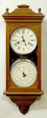 Jerome & Co. Walnut Hanging Calendar Clock