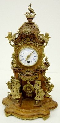 Lenzkirch Miniature Bronze & Walnut Shelf Clock