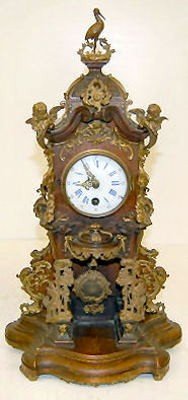 Miniature Lenzkirch Walnut & Bronze Shelf Clock