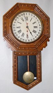 New Haven Oak Calendar Schoolhouse Clock