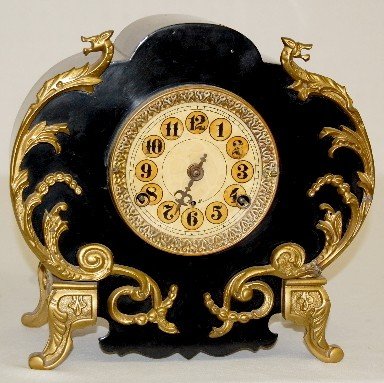 New Haven “Kenmore” Enameled Iron Case Clock