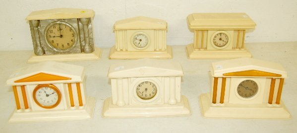 6 Celluloid Dresser Clocks