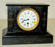 French Slate Black Marble Mantle Clock