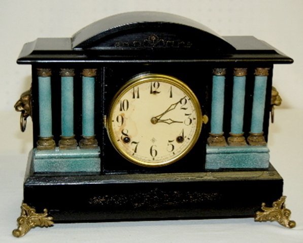 Gilbert Enameled Wood Case Mantel Clock, T & S