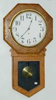 Ingraham Oak Octagon Case Long Drop Clock, TO