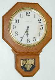 Ingraham Oak Case Octagon Short Drop Clock, TO