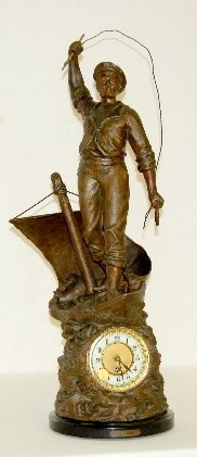 “Cod Fishing” Metal Statue Clock, TO