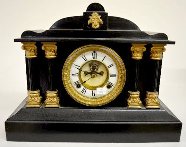 Waterbury “Pacific” Enameled Iron Case Clock