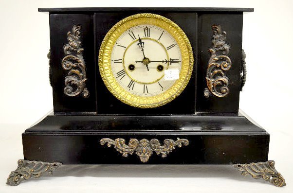 Waterbury Iron Case Enameled Mantel Clock
