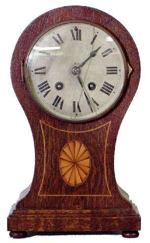 Oak 1920s Inlaid Mantle Clock