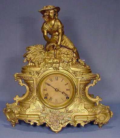 American Metal Statue Table Clock